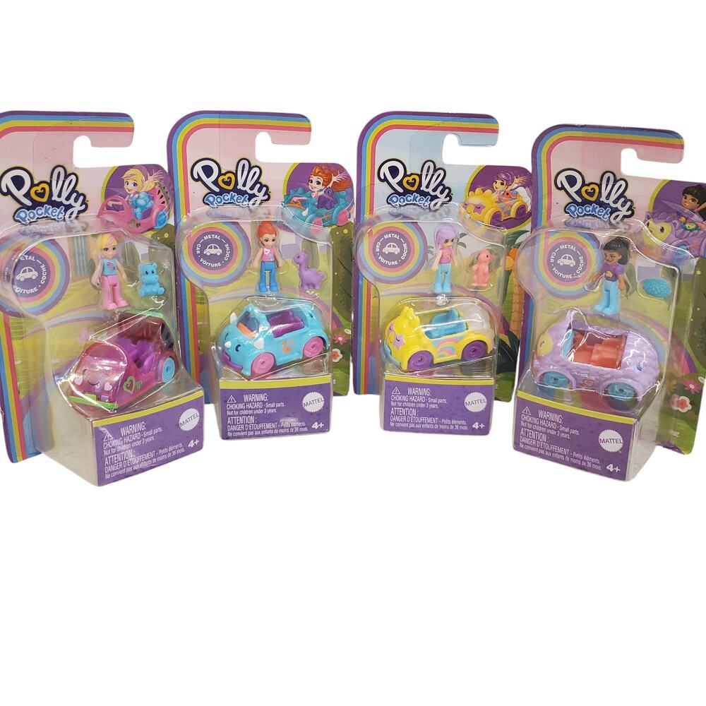 Polly Pocket Mini Car Bundle Dinosaur Hedgehog Dog Hippo NEW